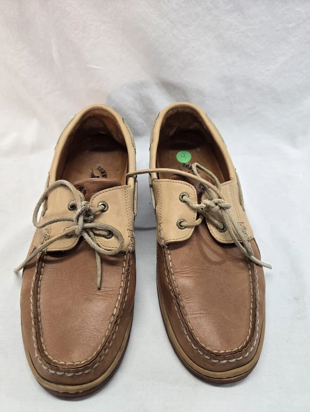Tommy Bahama Men's 9M Clove Beige Leather Boat Shoes